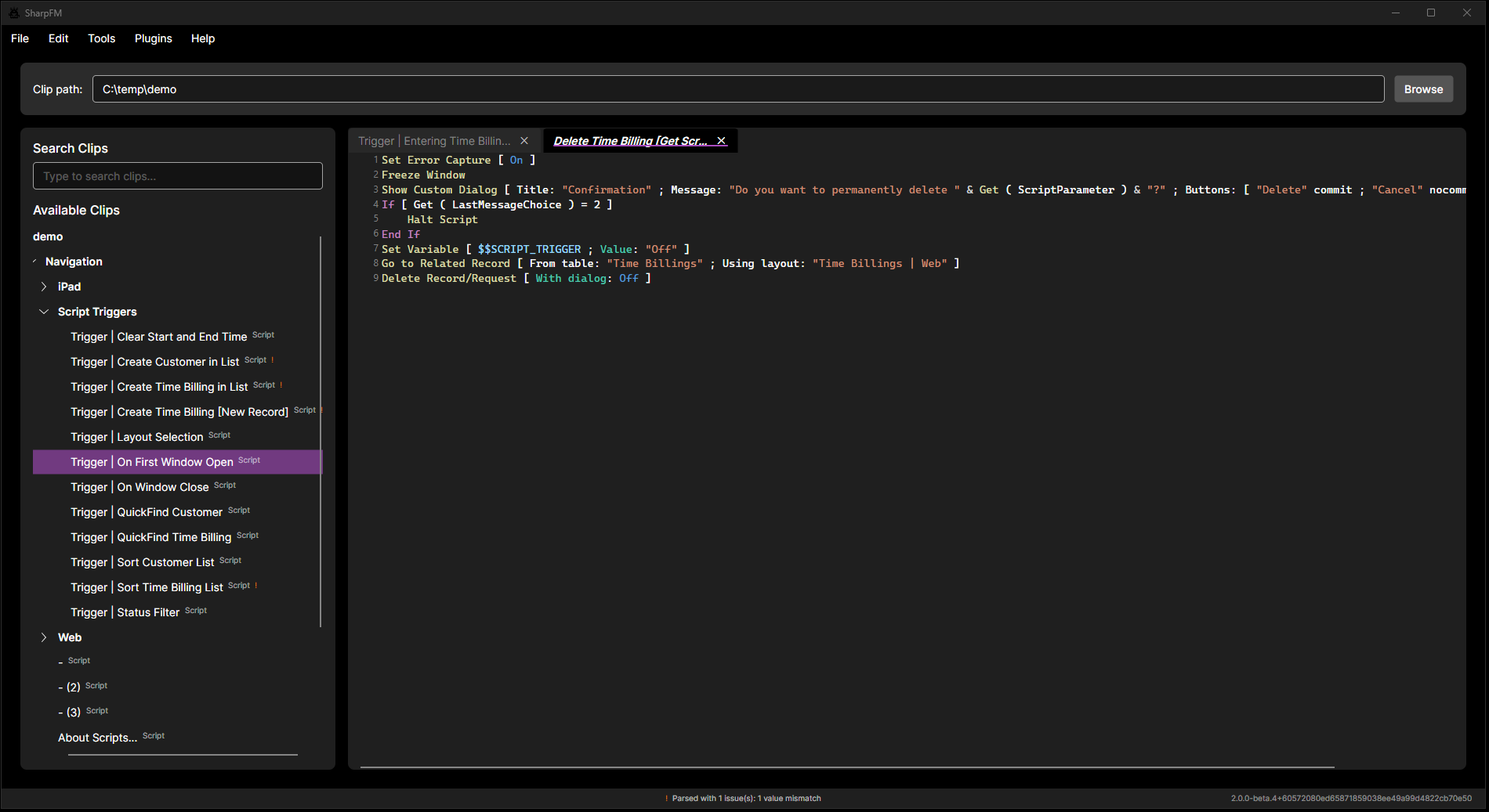 Read and edit FileMaker scripts.